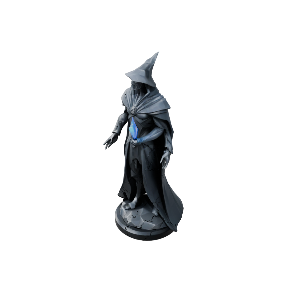 Low-Poly Bust Dark Sorcerer Figurine — fantasy figurines 3D print model, STL