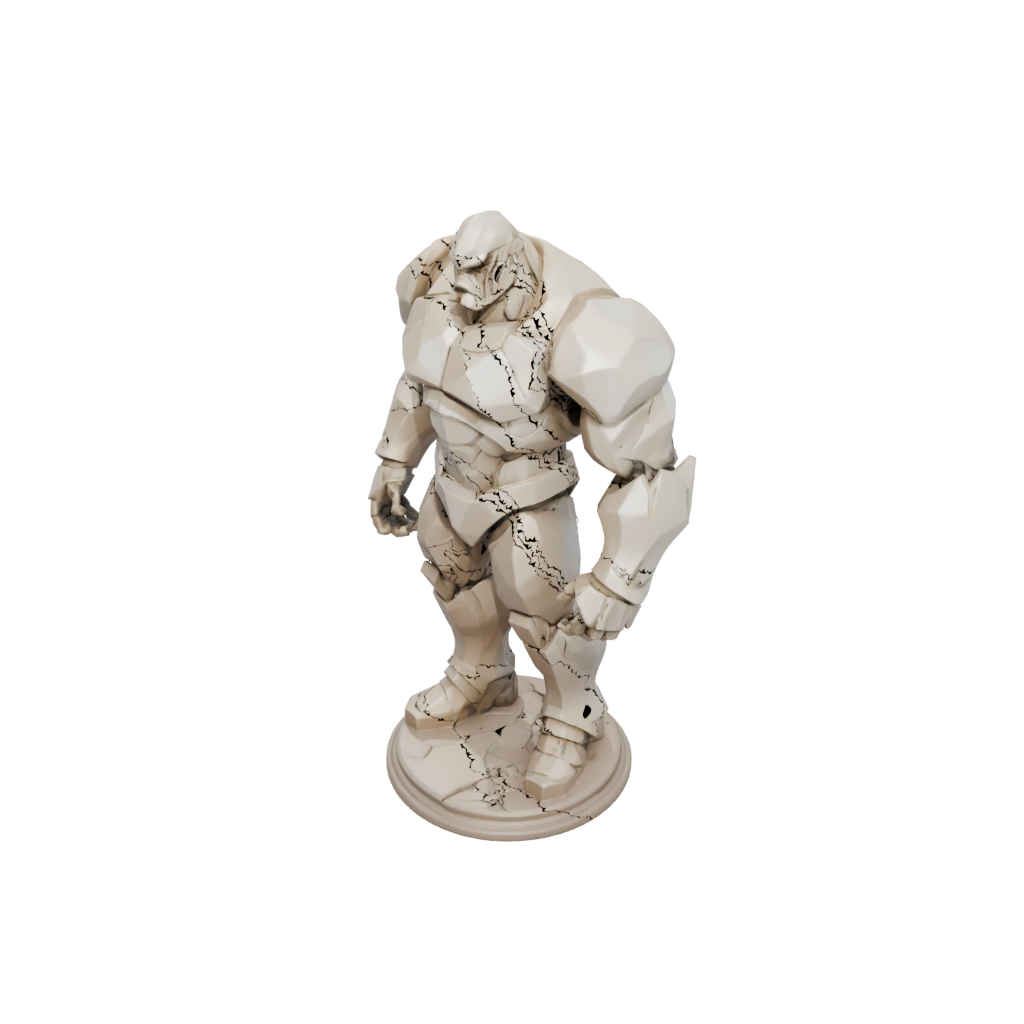 Low-Poly Bust Earth Golem Colossus — fantasy figurines 3D print model, STL