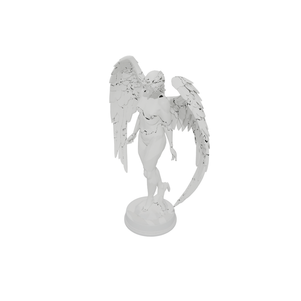 Low-Poly Bust Fallen Angel — fantasy figurines 3D print model, STL