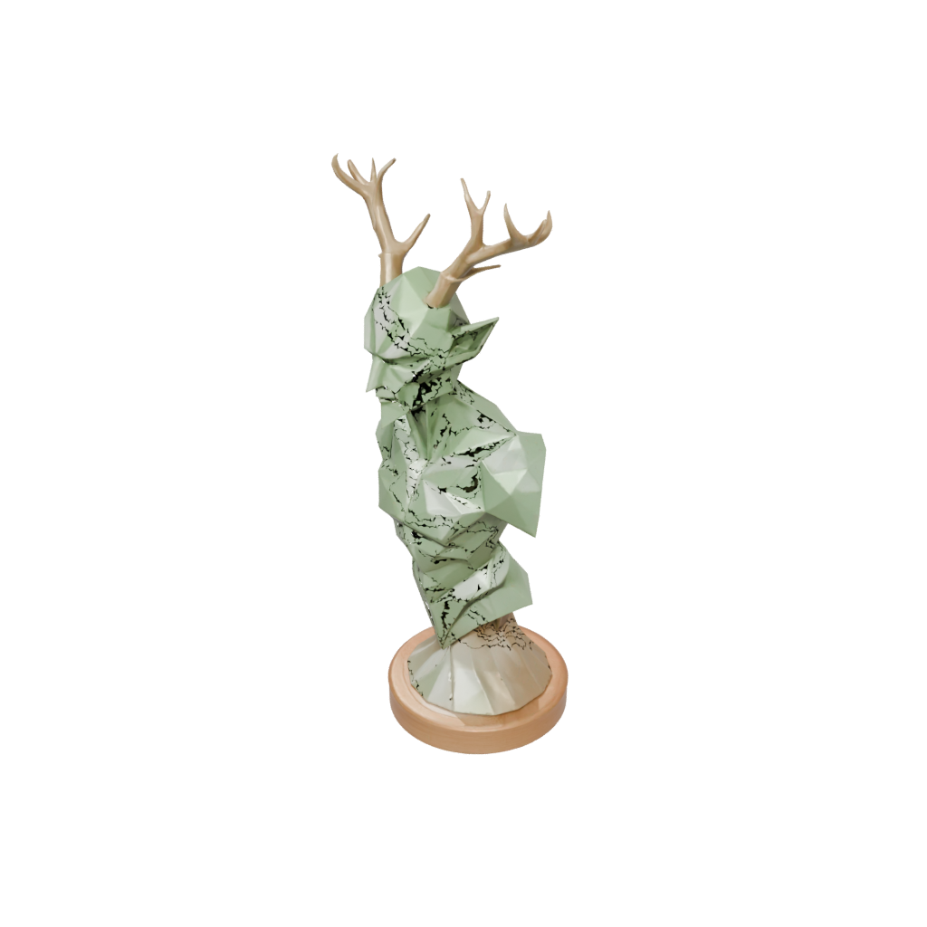 Low-Poly Bust Forest Spirit Ent — fantasy figurines 3D print model, STL
