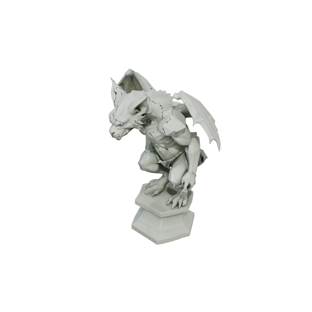 Low-Poly Bust Gargoyle On Pedestal