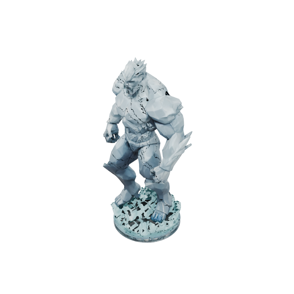 Low-Poly Bust Ice Elemental Titan — fantasy figurines 3D print model, STL