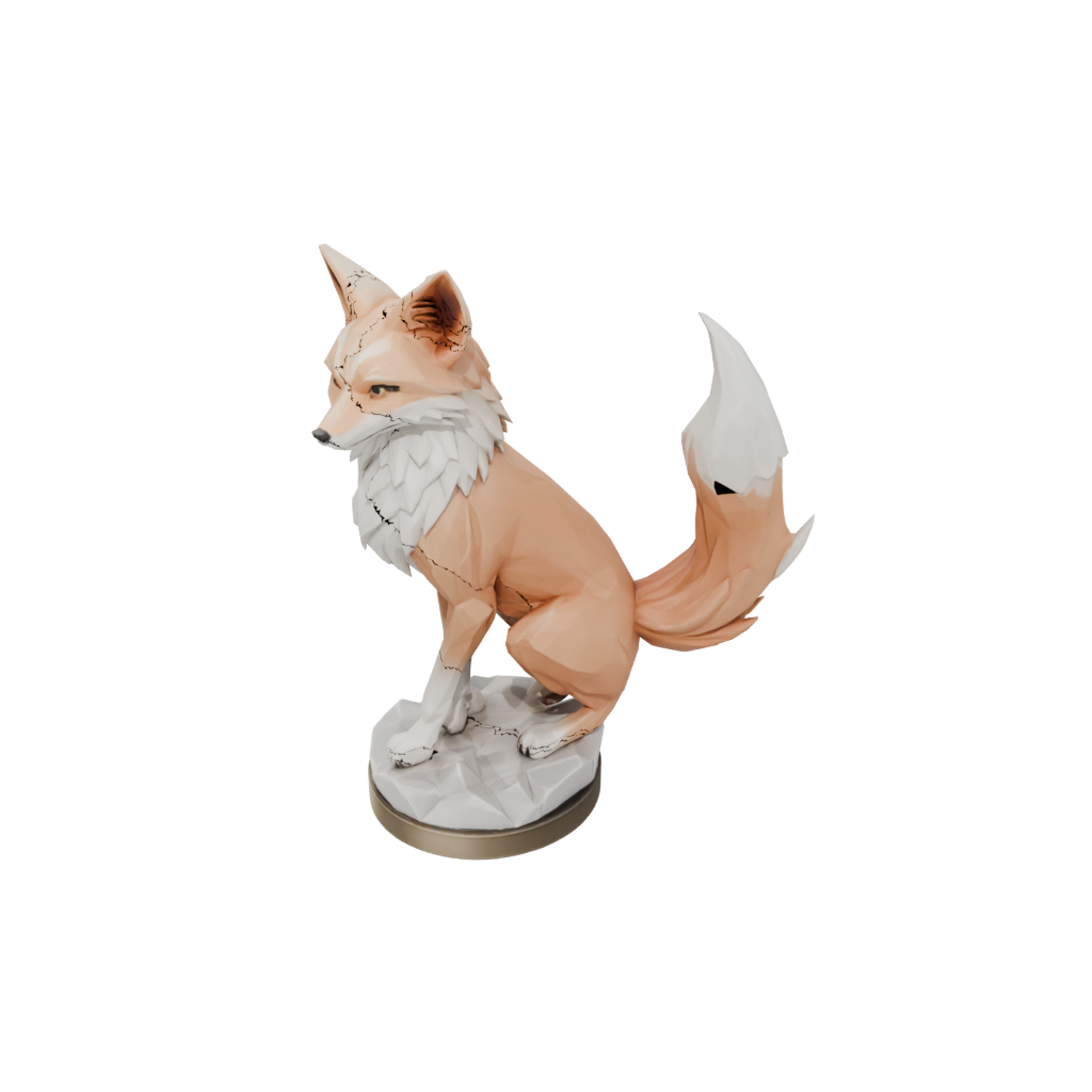 Low-Poly Bust Kitsune Nine-Tail Fox — fantasy figurines 3D print model, STL