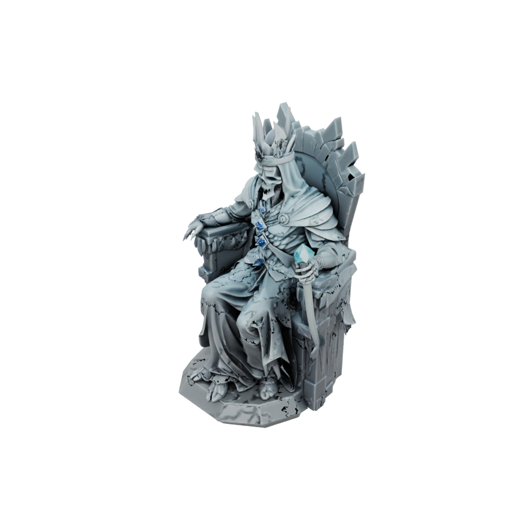 Low-Poly Bust Lich On Throne — fantasy figurines 3D print model, STL