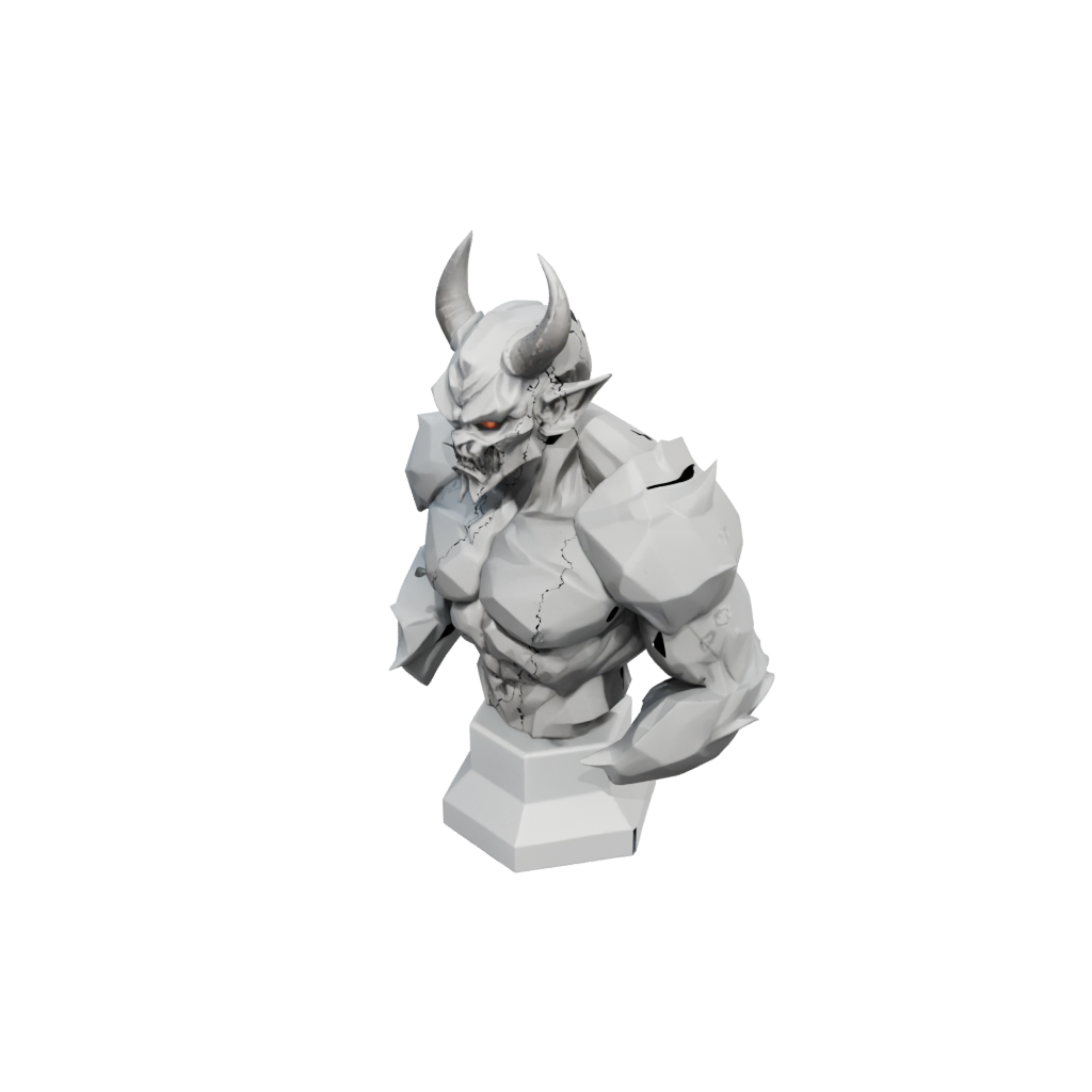 Low-Poly Bust Oni Demon — fantasy figurines 3D print model, STL