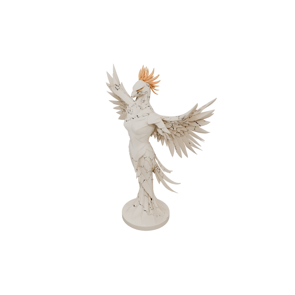 Low-Poly Bust Phoenix Rising Sculpture