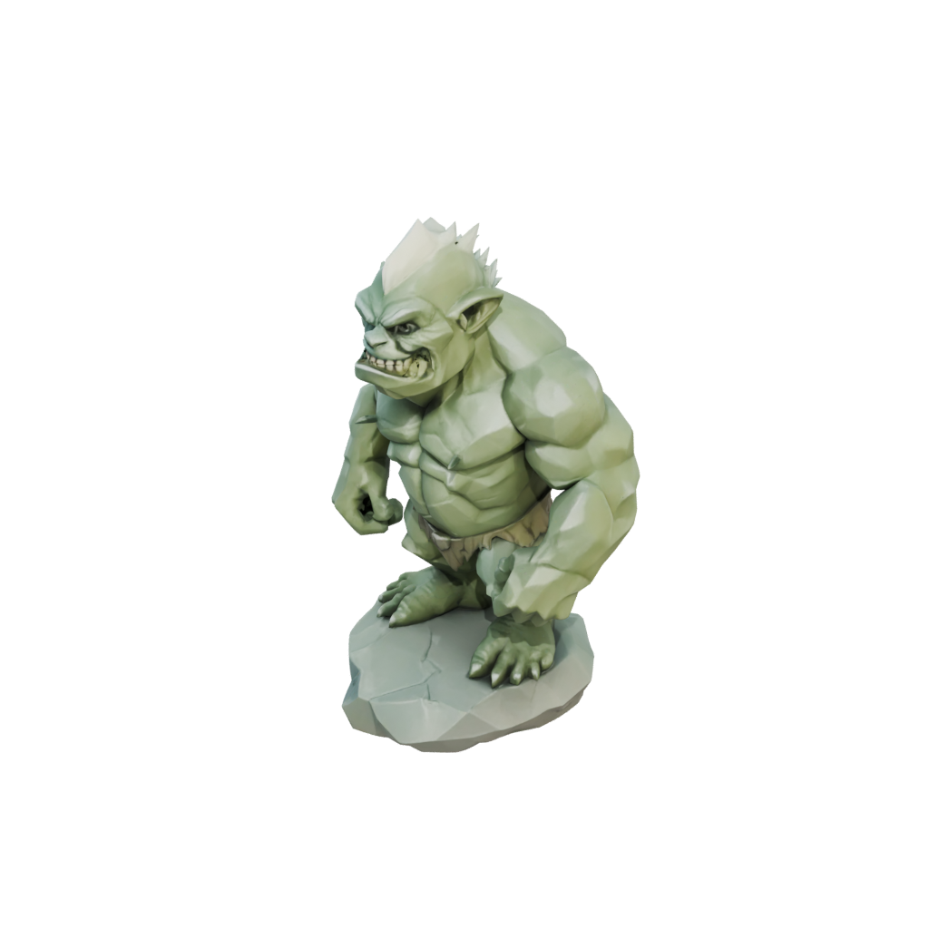 Low-Poly Bust Rock Troll — fantasy figurines 3D print model, STL