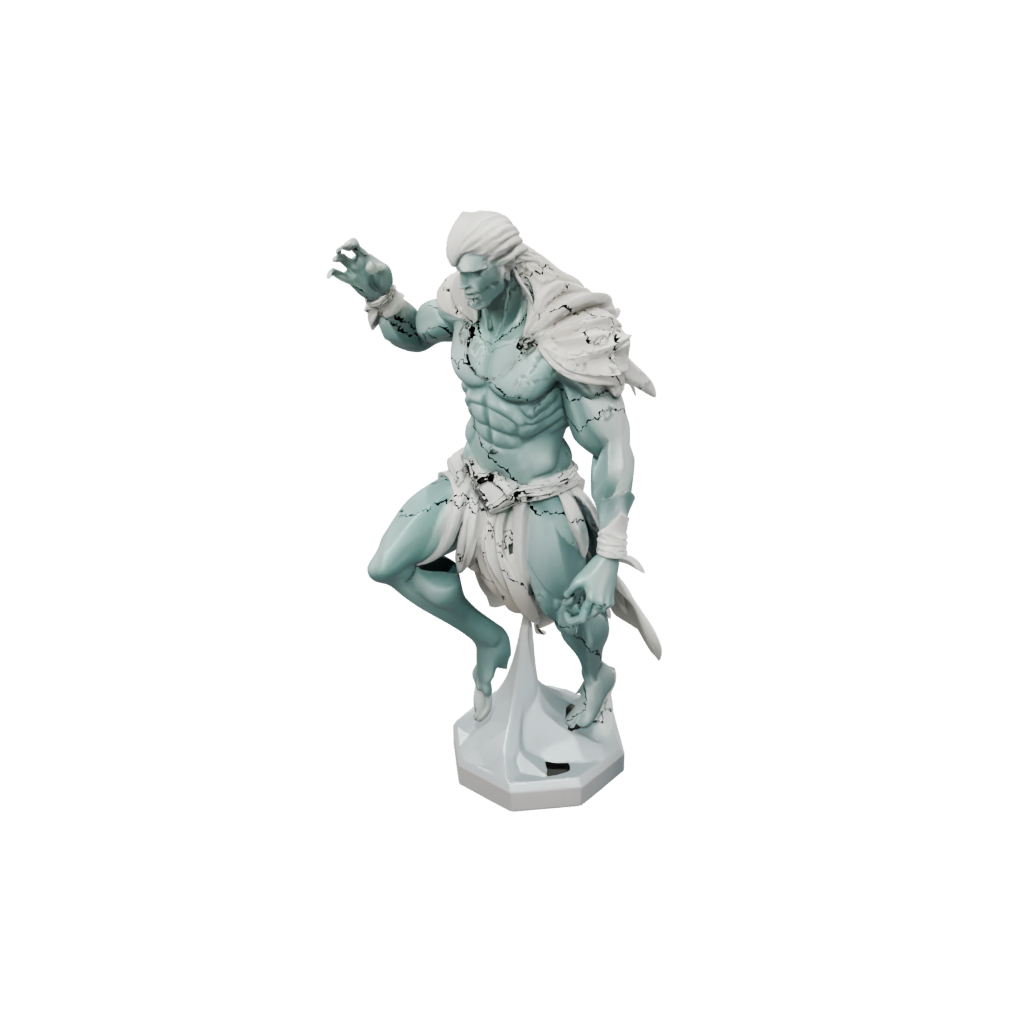 Low-Poly Bust Storm Djinn — fantasy figurines 3D print model, STL