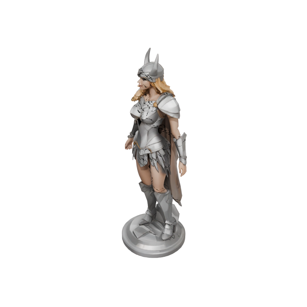 Low-Poly Bust Valkyrie Warrior Figure — fantasy figurines 3D print model, STL