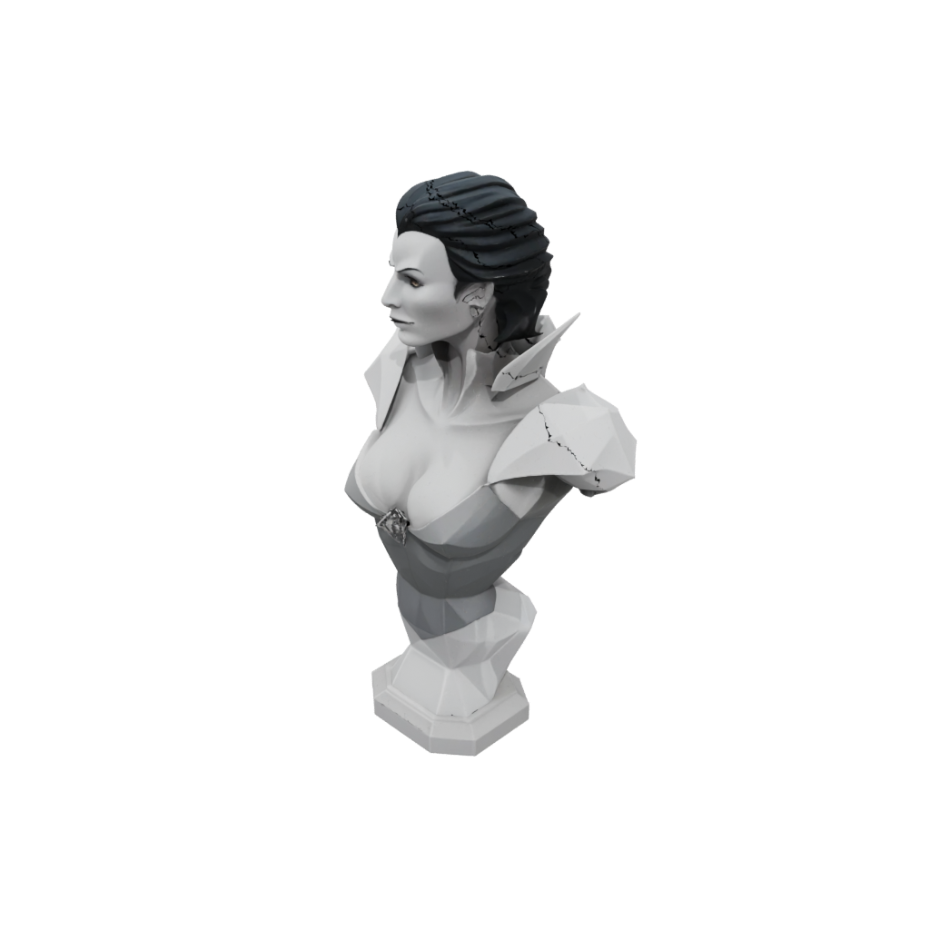 Low-Poly Bust Vampire Countess — fantasy figurines 3D print model, STL