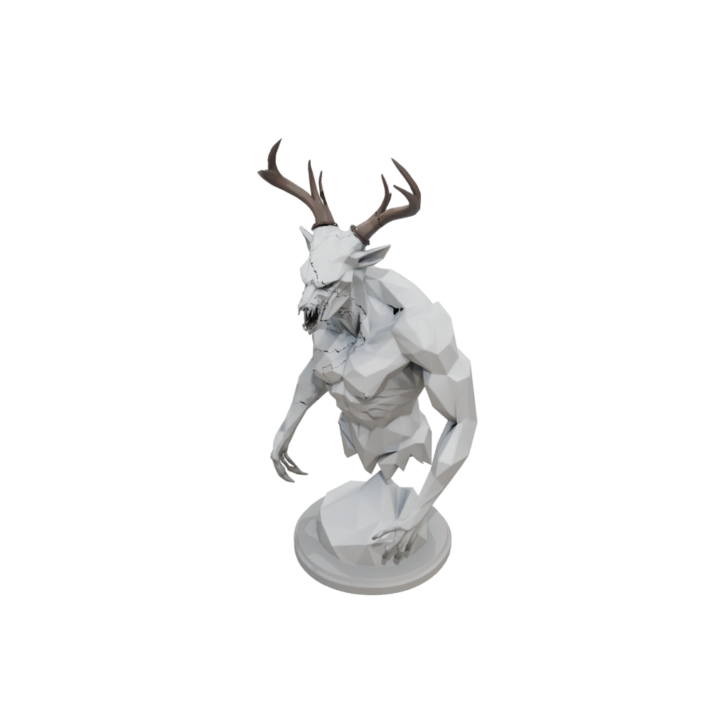 Low-Poly Bust Wendigo — fantasy figurines 3D print model, STL