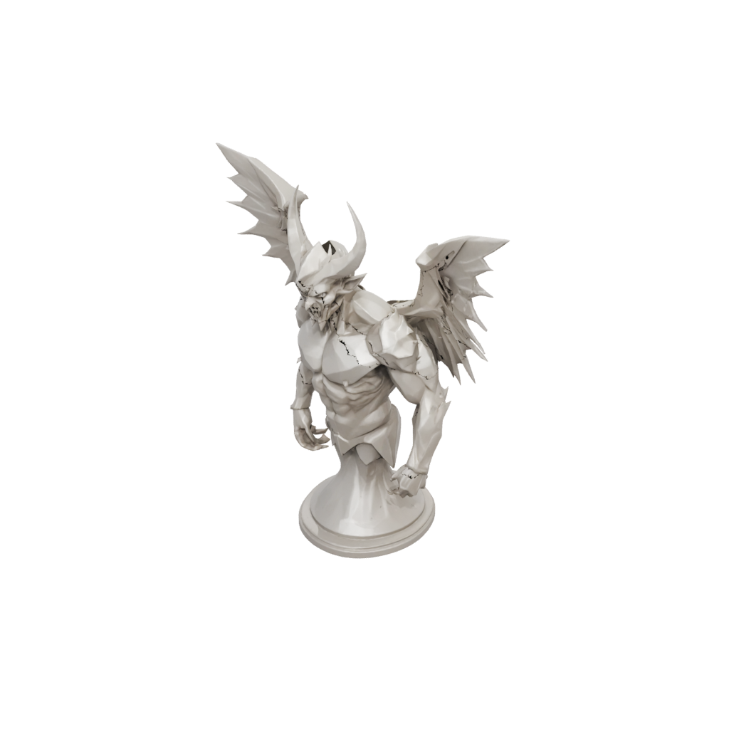 Low-Poly Bust Winged Demon Lord — fantasy figurines 3D print model, STL