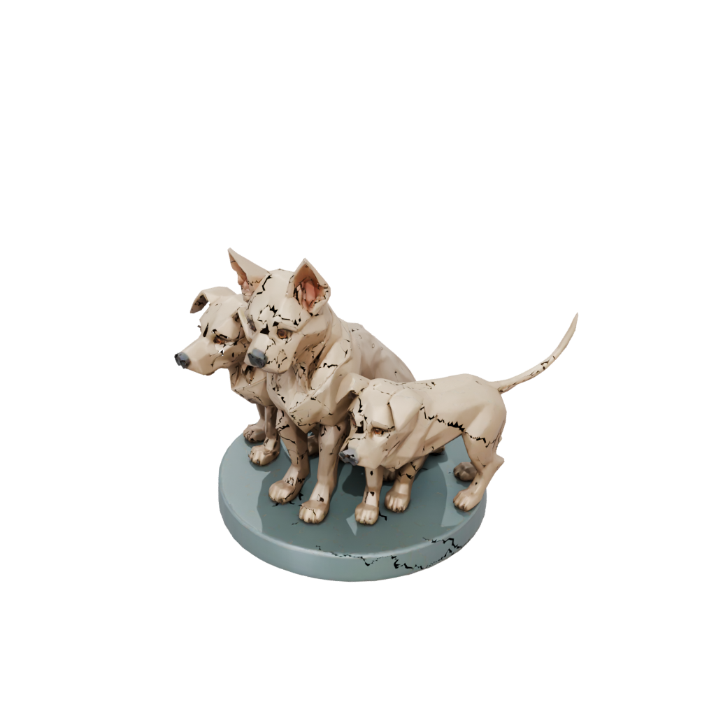 Low-Poly Chibi Cerberus Three-Headed Hound