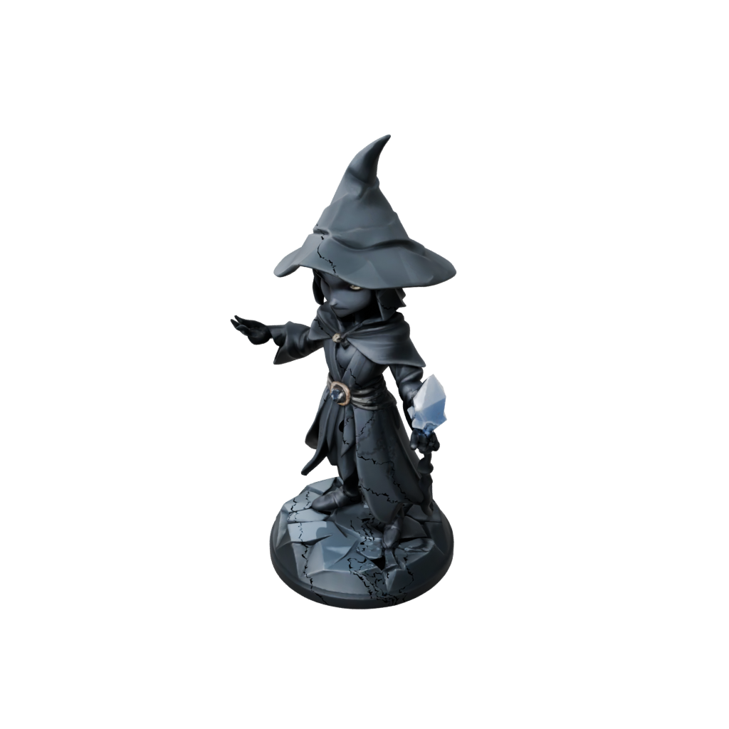 Low-Poly Chibi Dark Sorcerer Figurine