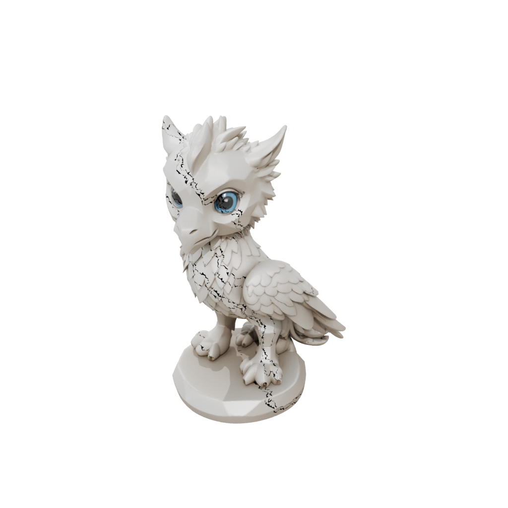 Low-Poly Chibi Griffin Statue