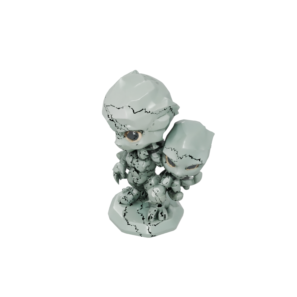 Low-Poly Chibi Hydra Multi-Headed