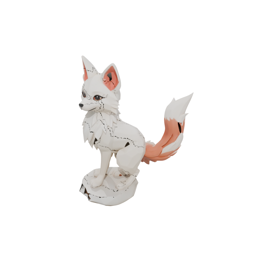 Low-Poly Chibi Kitsune Nine-Tail Fox