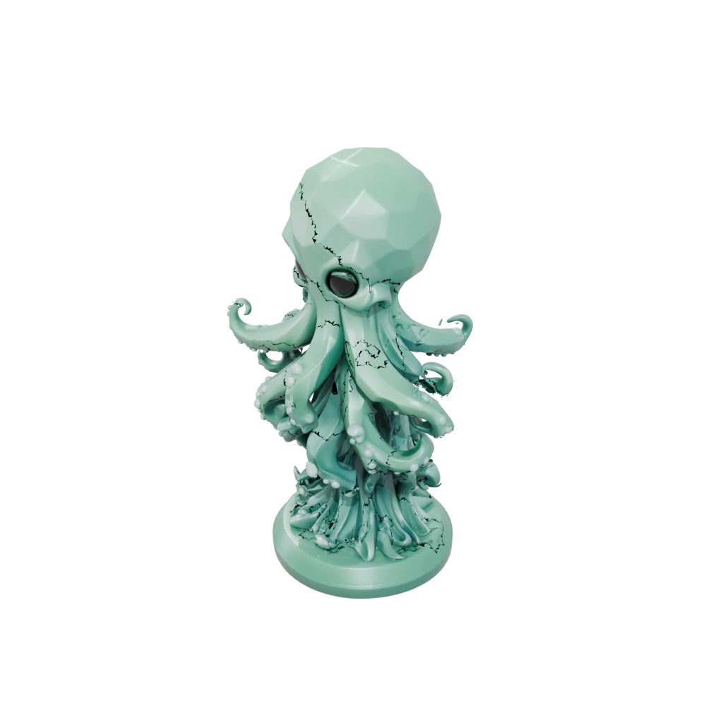 Low-Poly Chibi Kraken Tentacle Sculpture