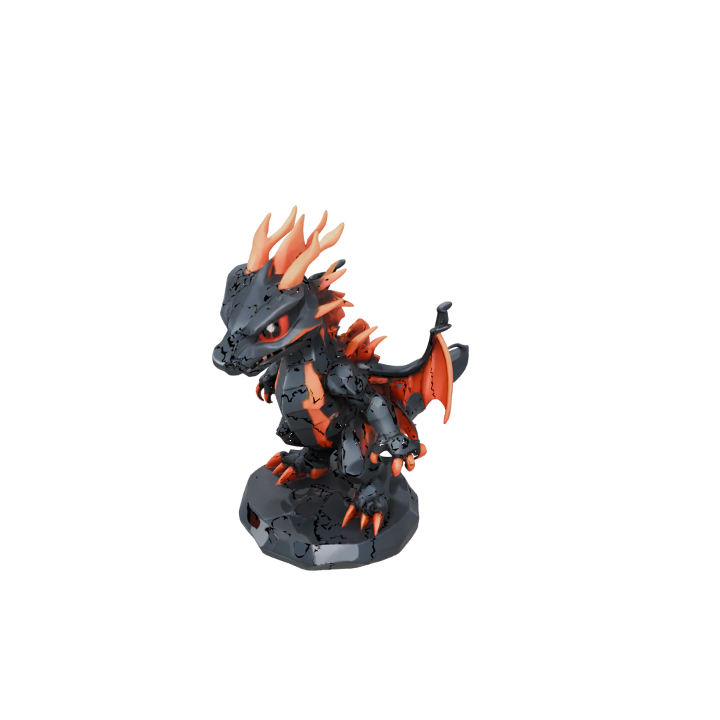 Low-Poly Chibi Lava Drake