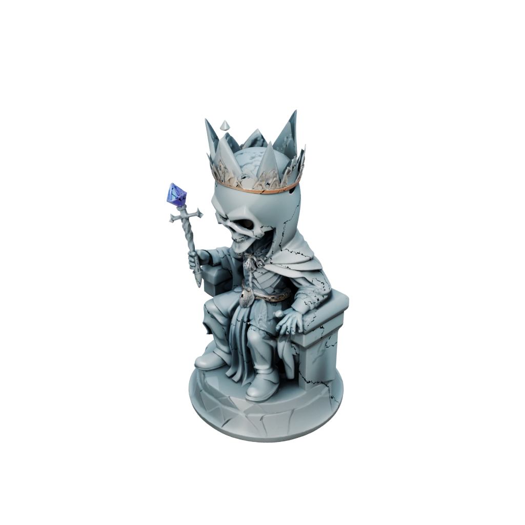 Low-Poly Chibi Lich On Throne
