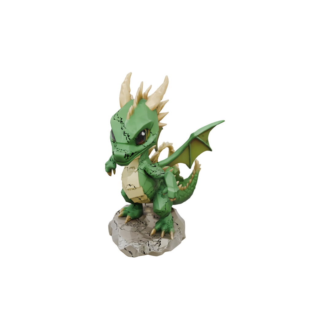 Low-Poly Chibi Swamp Dragon