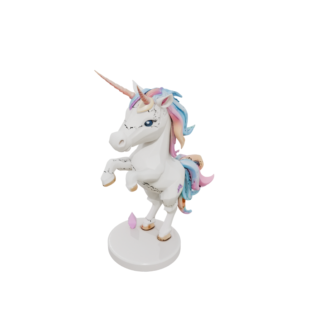 Low-Poly Chibi Unicorn Rearing Figure