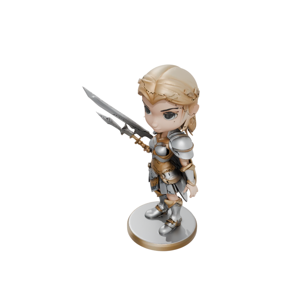 Low-Poly Chibi Valkyrie Warrior Figure