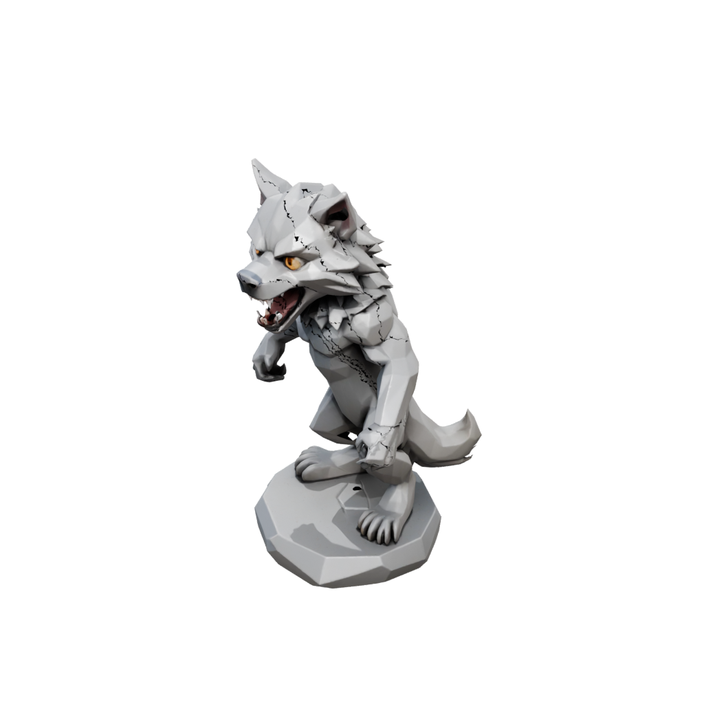 Low-Poly Chibi Werewolf Mid-Howl