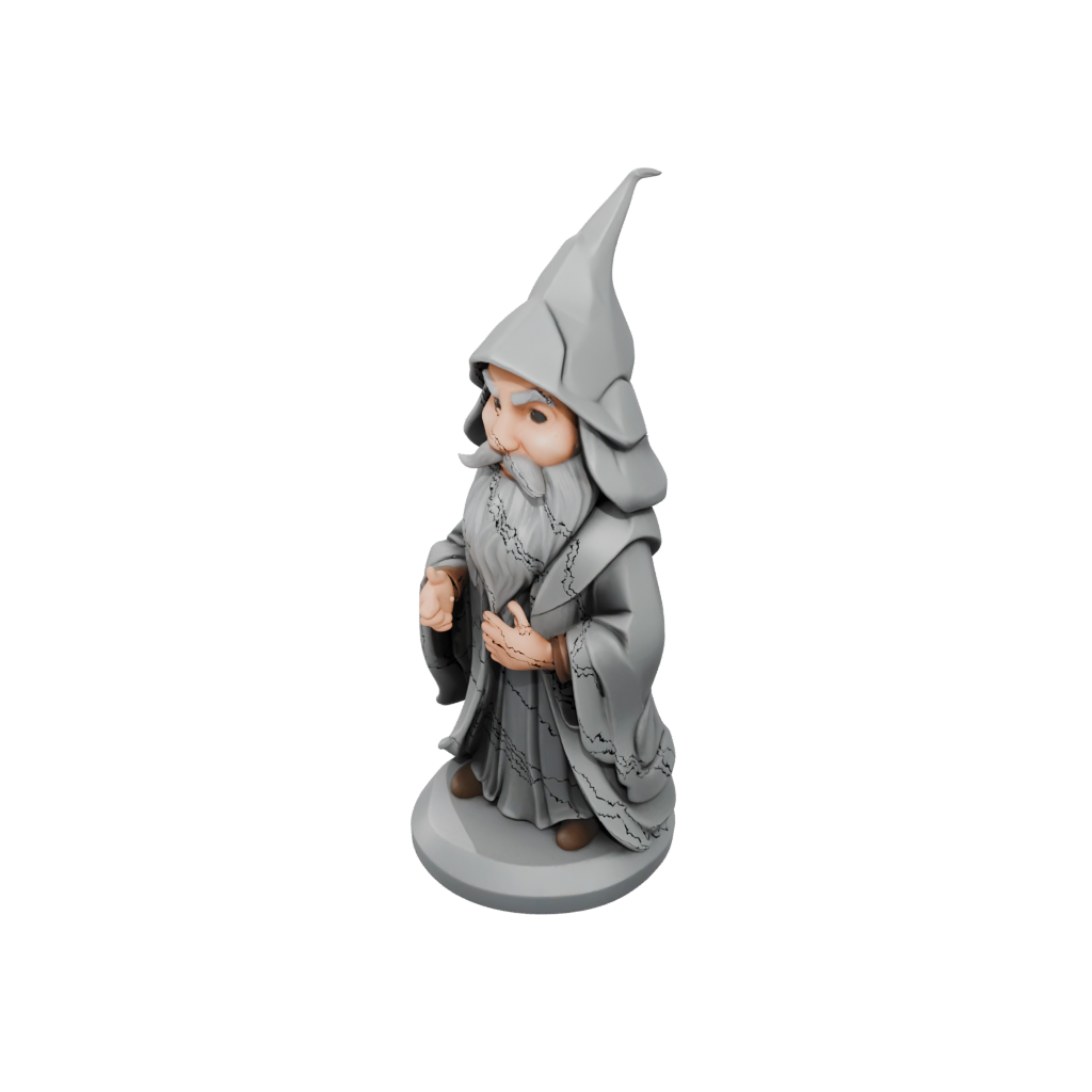 Low-Poly Chibi Wise Wizard Figure