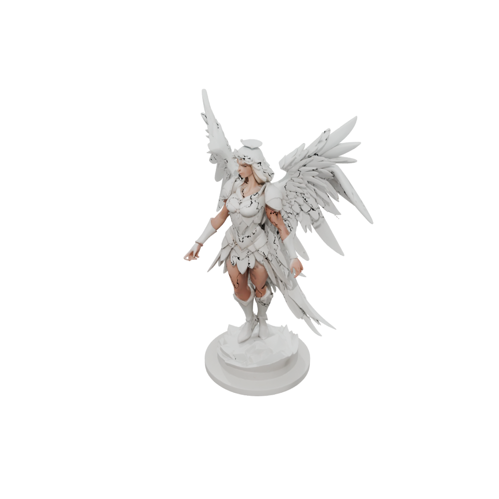 Low-Poly Scene Celestial Angel Warrior