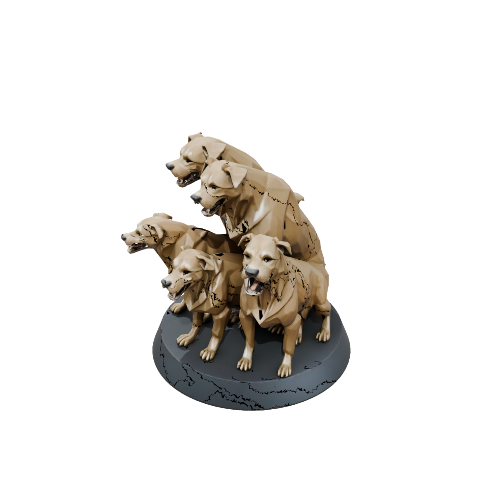 Low-Poly Scene Cerberus Three-Headed Hound