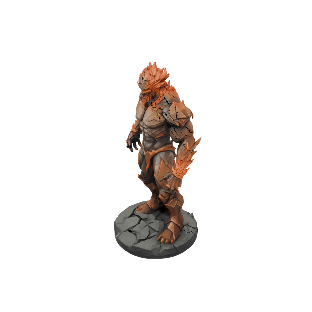 Low-Poly Scene Fire Elemental Titan