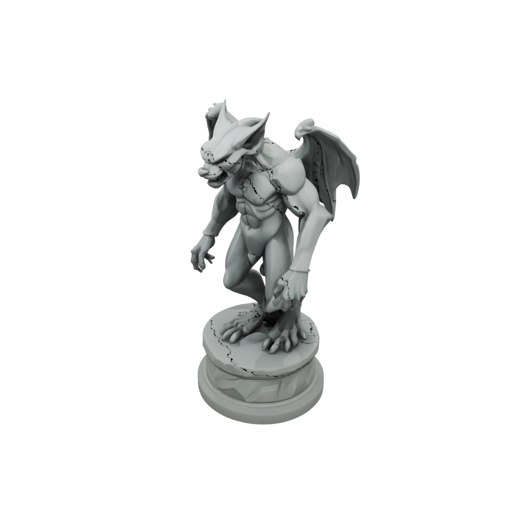 Low-Poly Scene Gargoyle On Pedestal