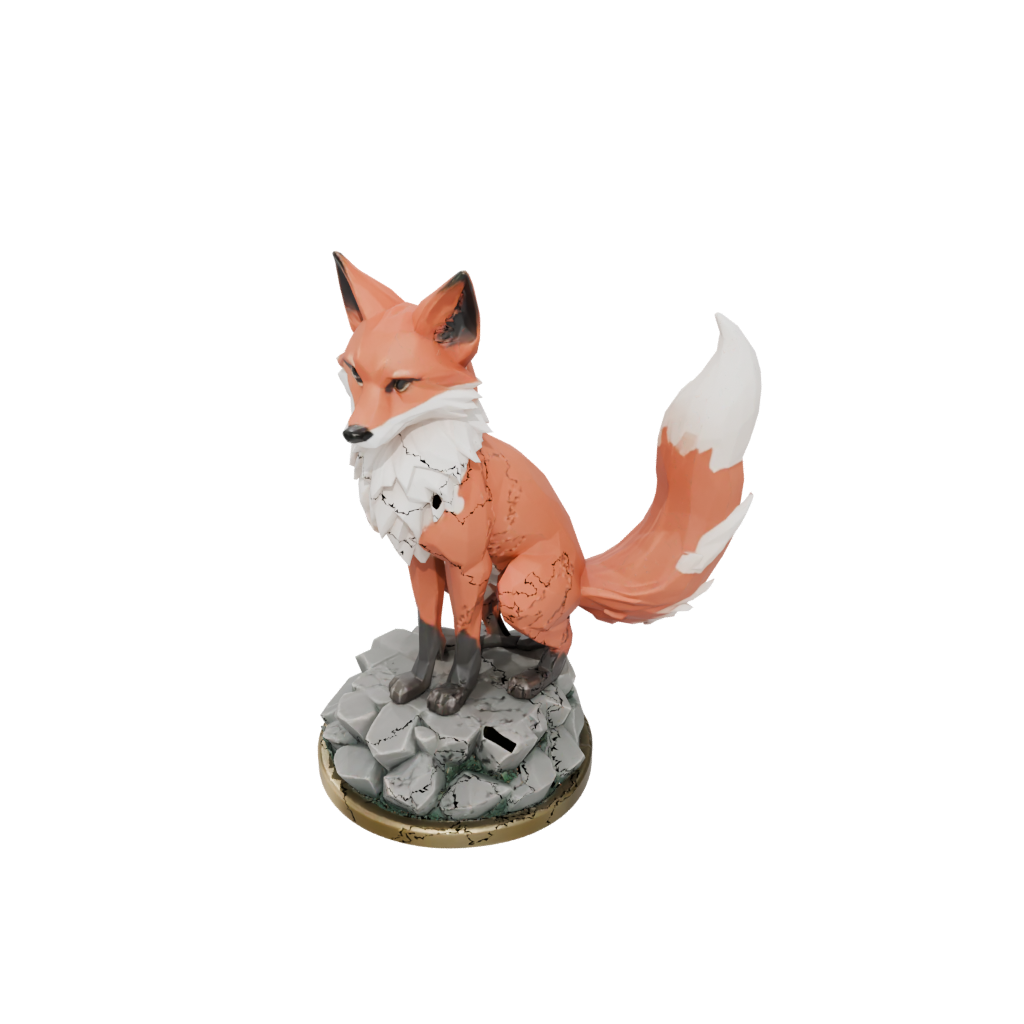 Low-Poly Scene Kitsune Nine-Tail Fox