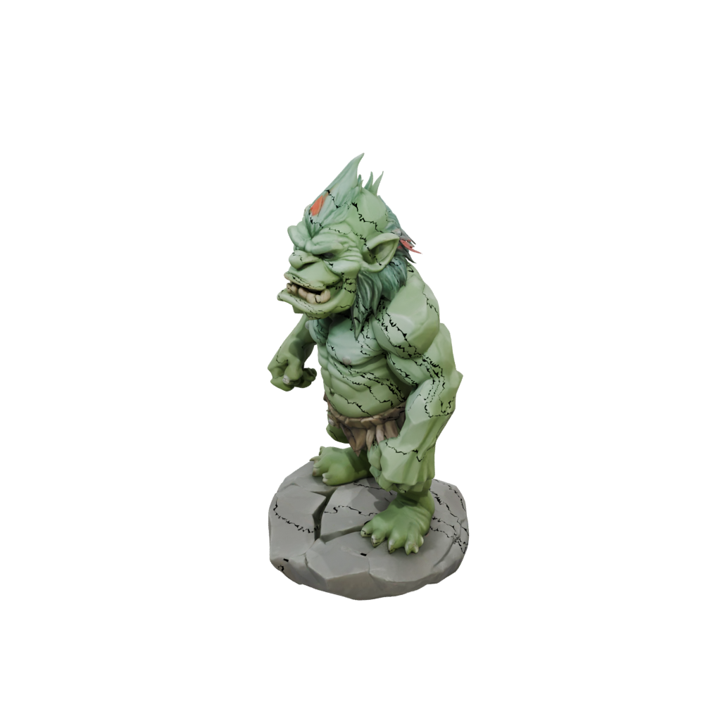 Low-Poly Scene Rock Troll