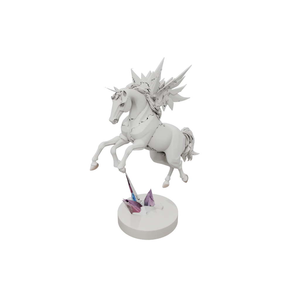 Low-Poly Scene Unicorn Rearing Figure