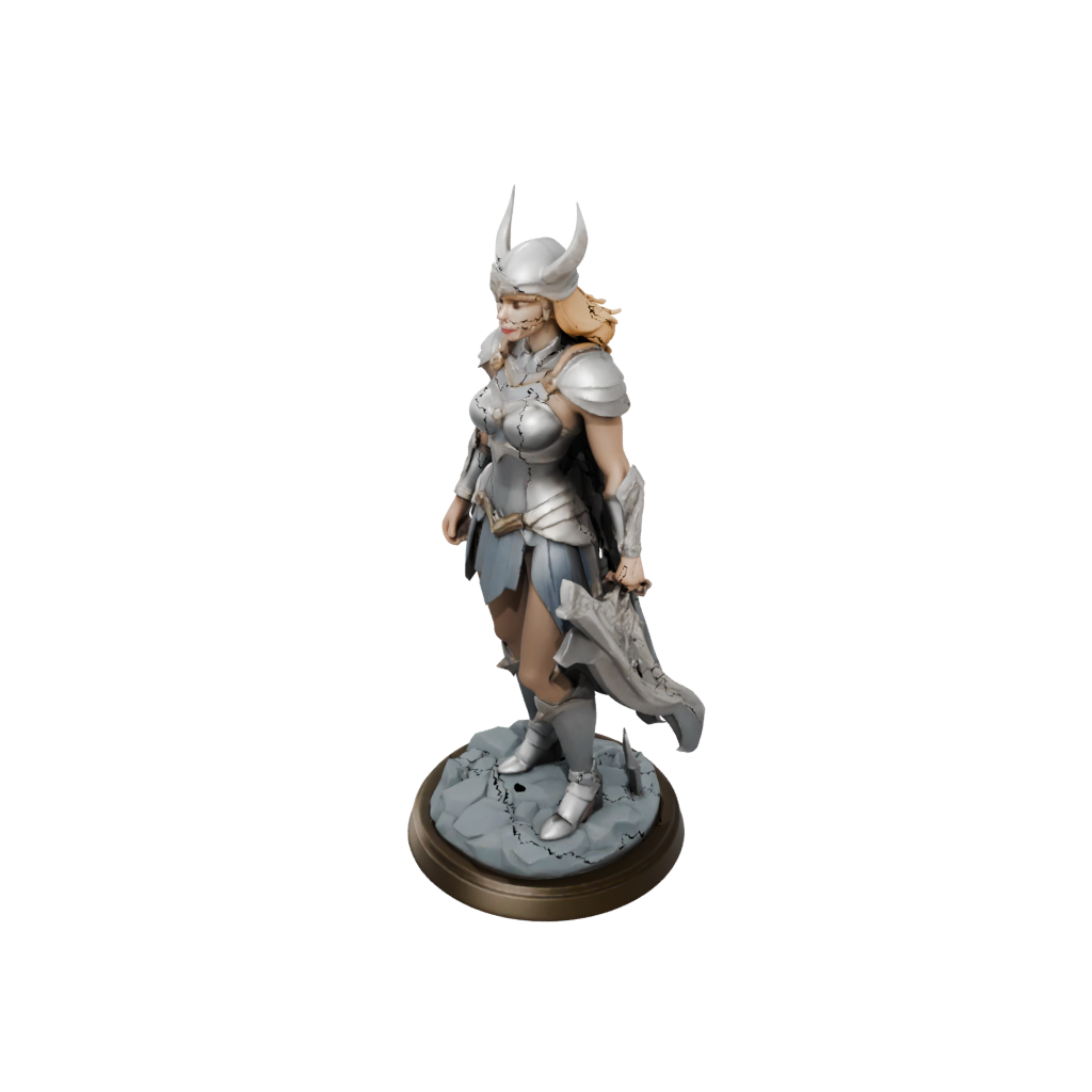 Low-Poly Scene Valkyrie Warrior Figure