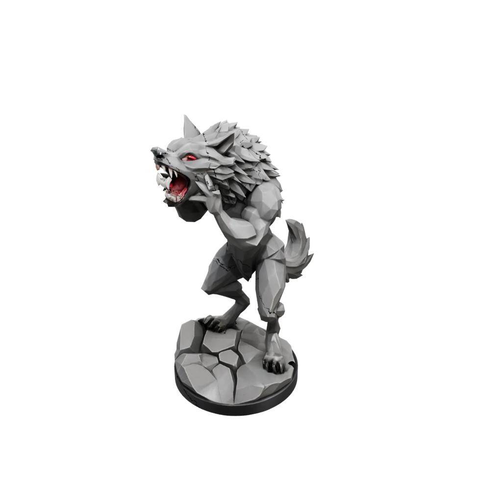 Low-Poly Scene Werewolf Mid-Howl
