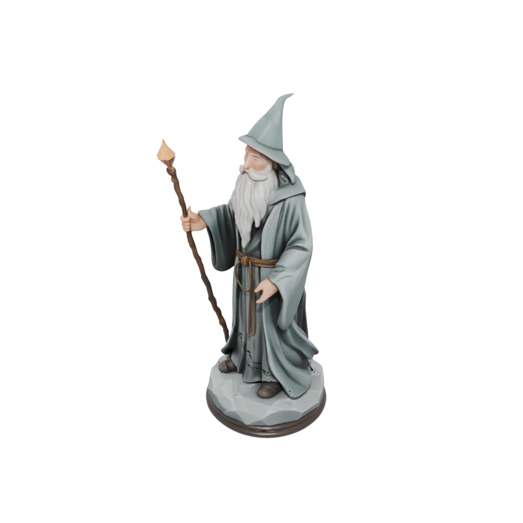 Low-Poly Scene Wise Wizard Figure