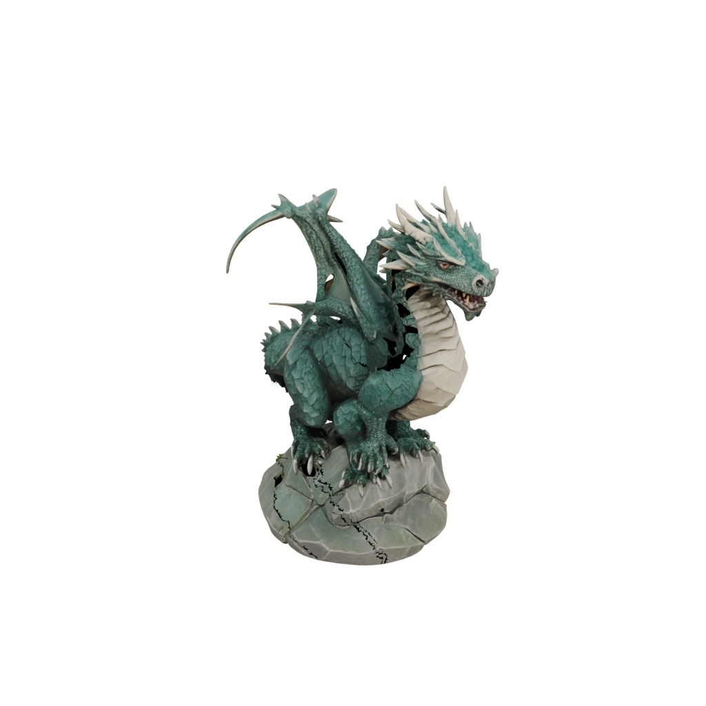Low-Poly Ancient Dragon Perched On Rocks