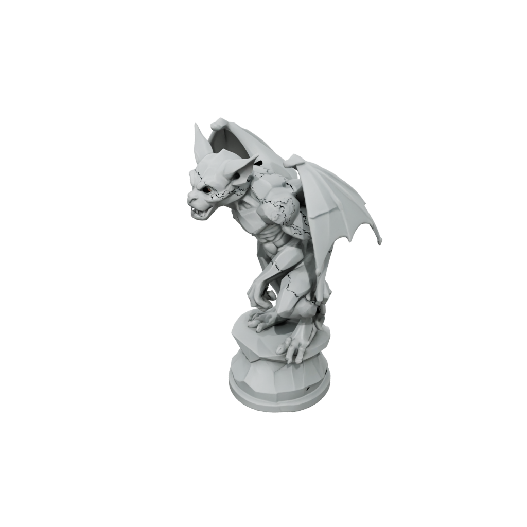 Low-Poly Gargoyle On Pedestal
