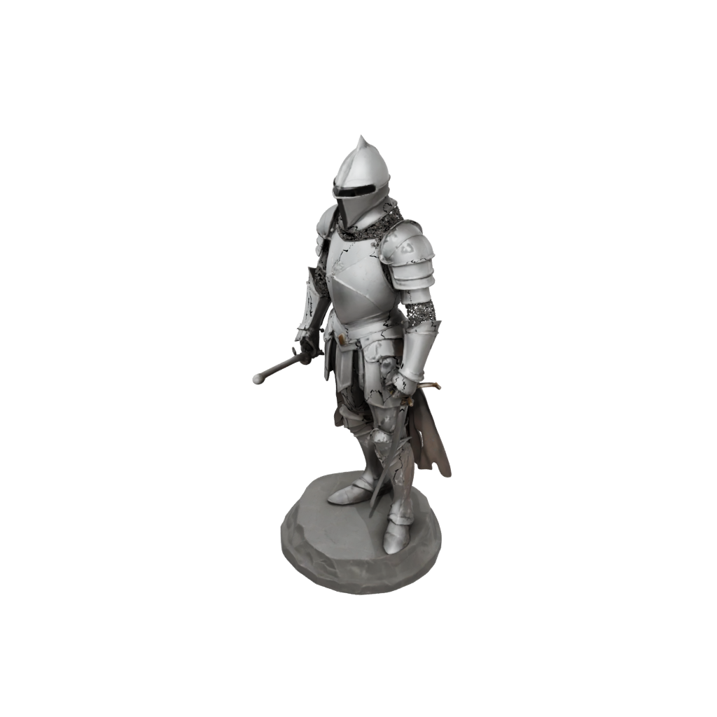 Low-Poly Medieval Knight Statue