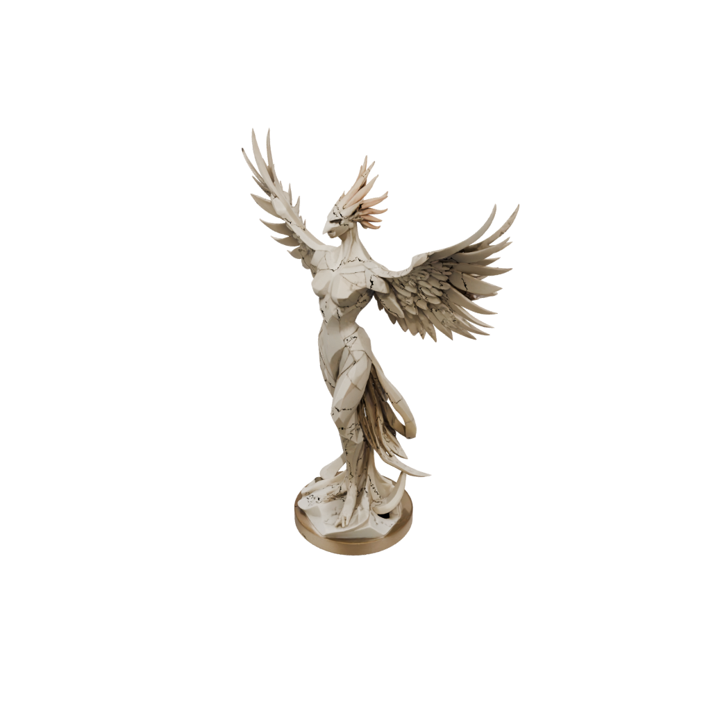 Low-Poly Phoenix Rising Sculpture