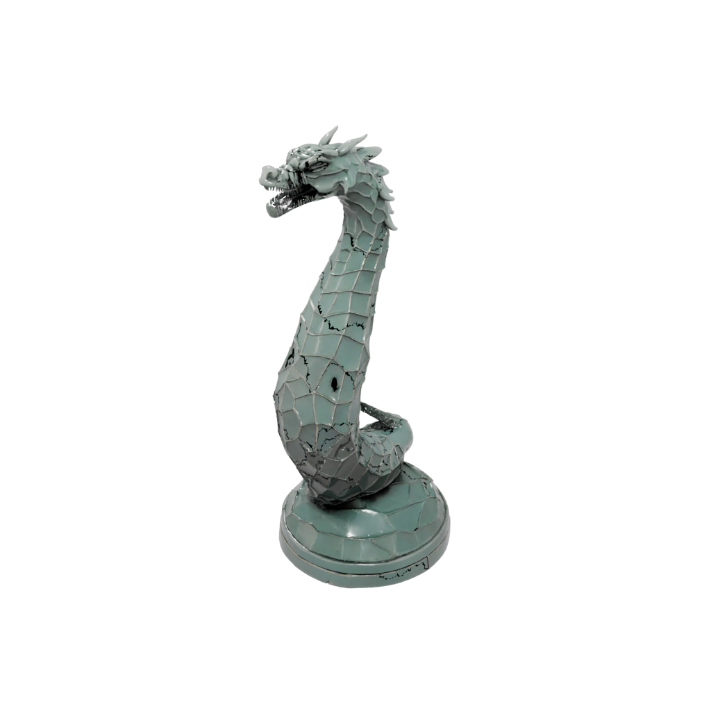 Low-Poly Sea Serpent Coiled Upright