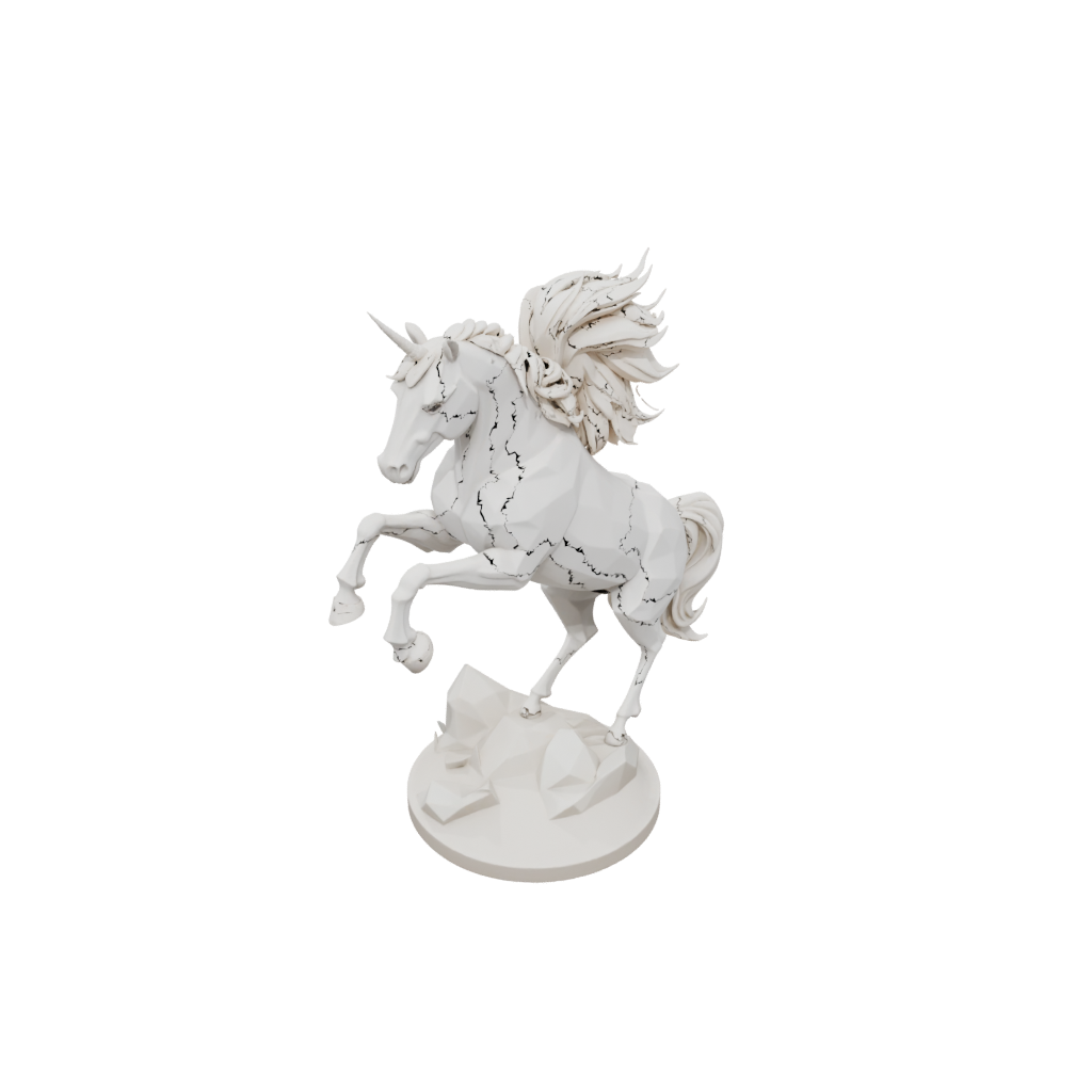 Low-Poly Unicorn Rearing Figure