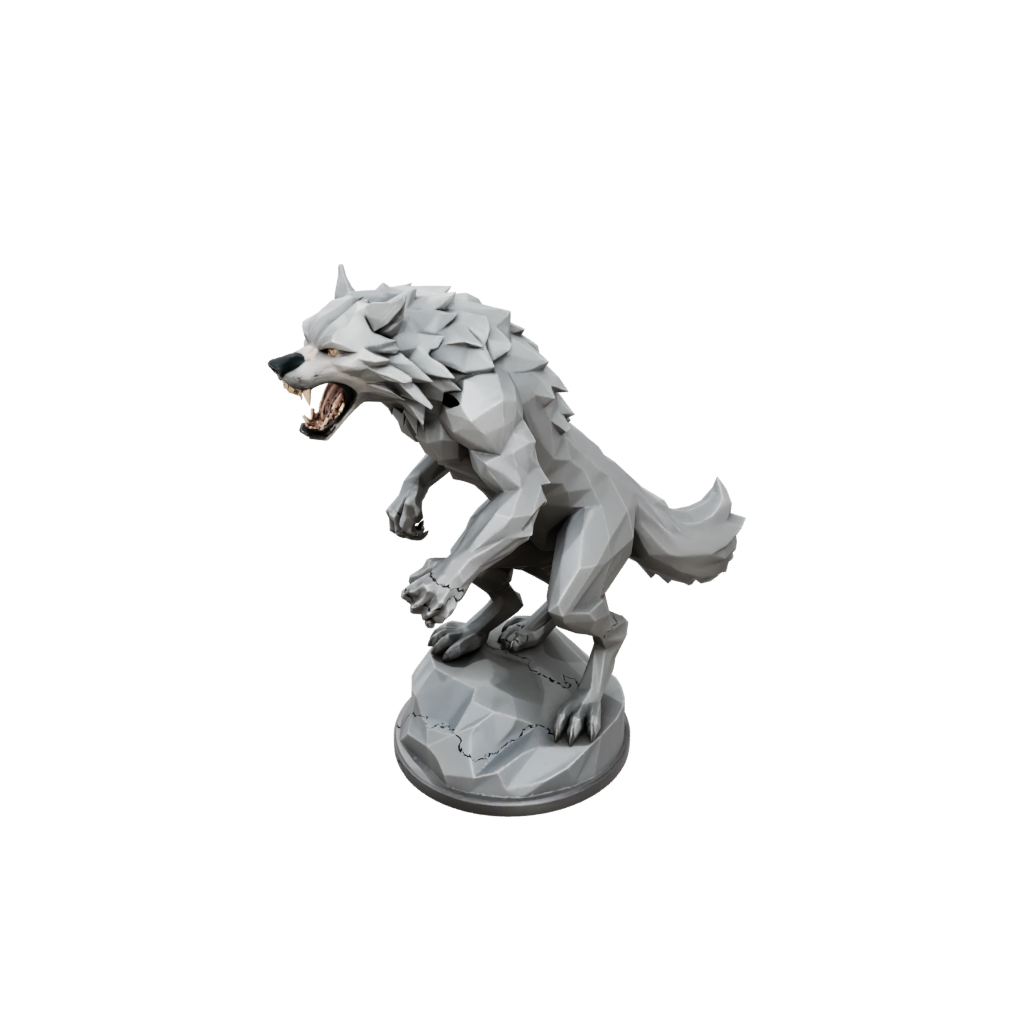 Low-Poly Werewolf Mid-Howl