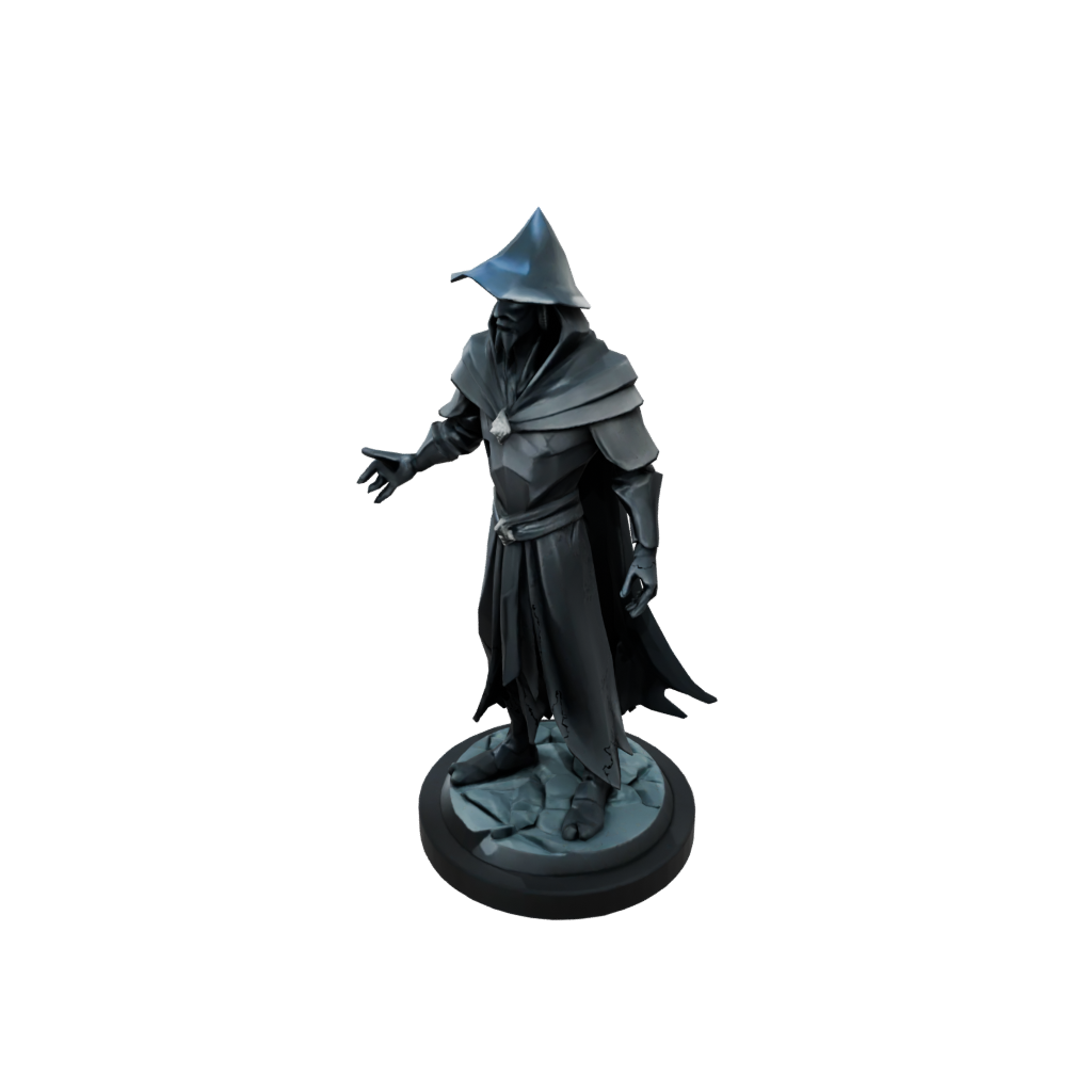 Low-Poly Relief Dark Sorcerer Figurine