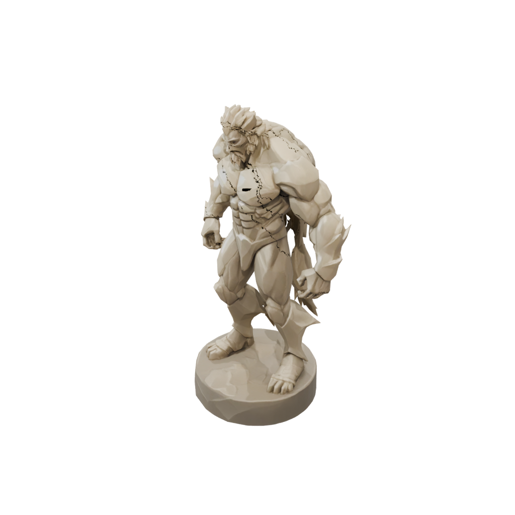 Low-Poly Relief Fire Elemental Titan
