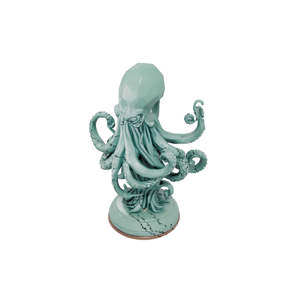 Low-Poly Relief Kraken Tentacle Sculpture
