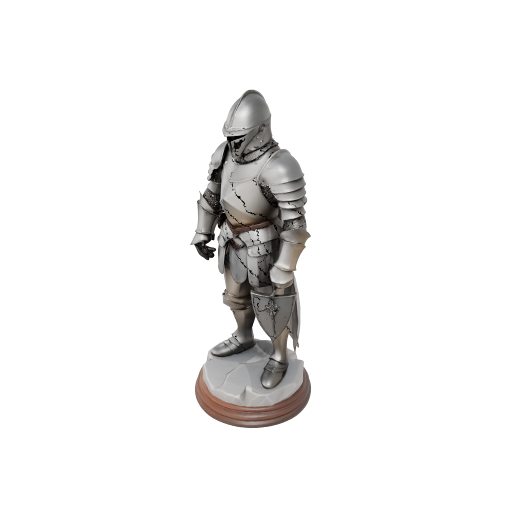 Low-Poly Relief Medieval Knight Statue